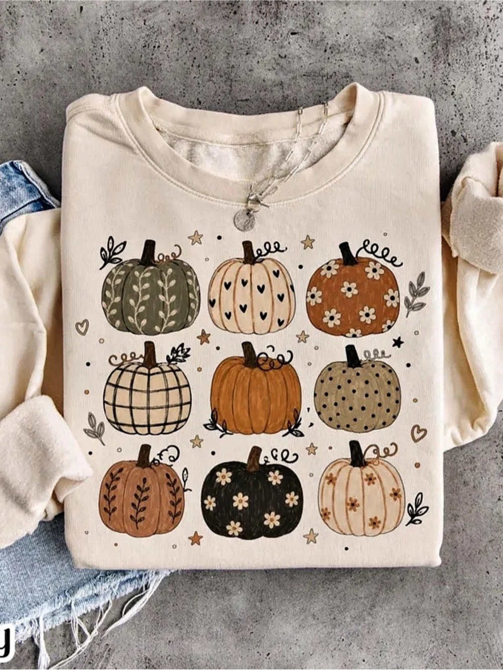 Gildan Cream Pumpkin Graphic Sweatshirt, Gift For Her, For Him